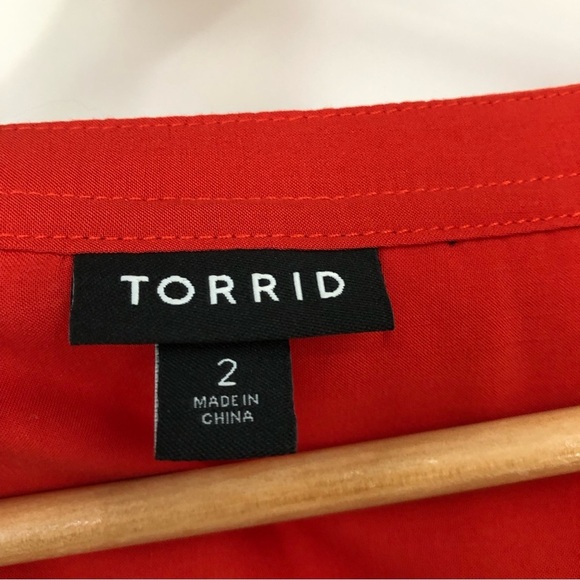 Torrid 2X Harper Challis Pullover Blouse teacher school spirit Henley 3/4 0978 - Picture 6 of 10